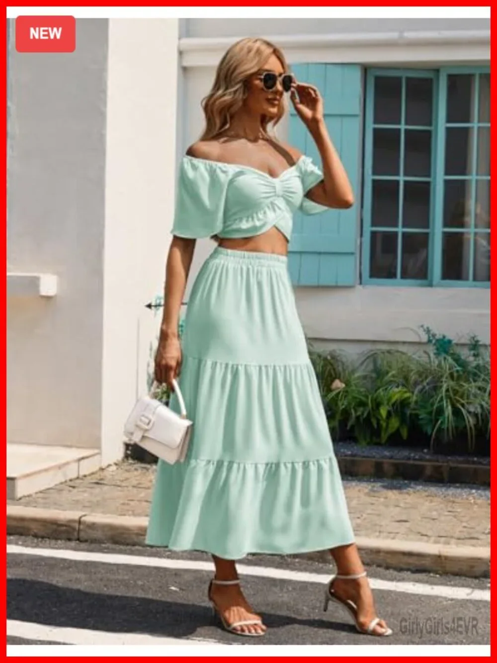 2 Piece Skirt Set Floral Maxi Smocked Top A-Line Summer Beach